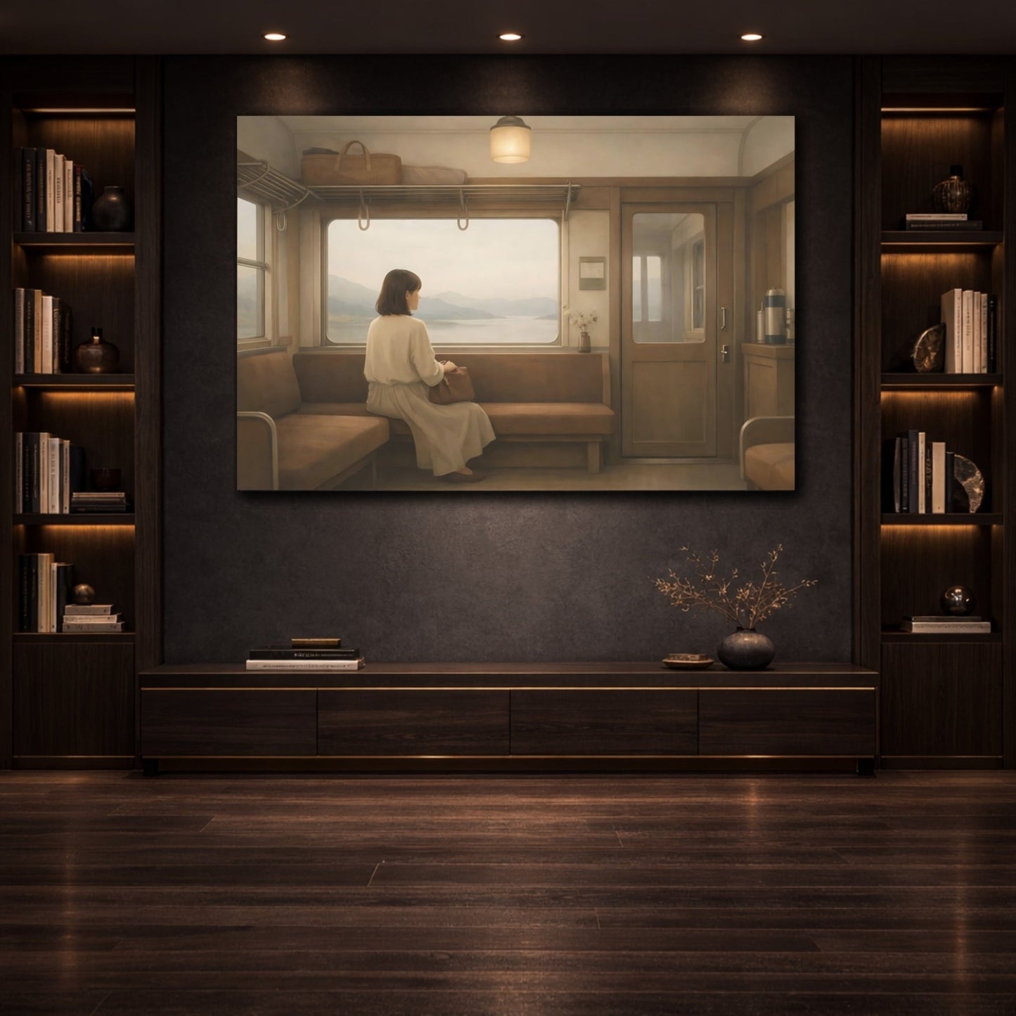 Nature Train Traveler Muted Neutrals - Canvas Wall Art Print - YesArtYes