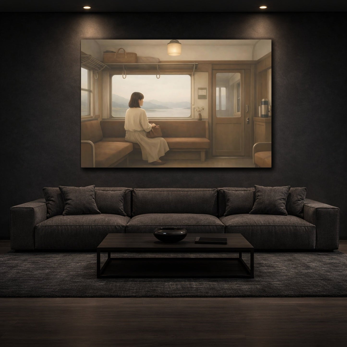 Nature Train Traveler Muted Neutrals - Canvas Wall Art Print - YesArtYes