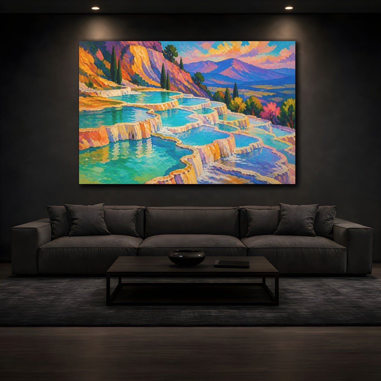 Mockup 3. Nature Travertine Terraces shown as canvas print