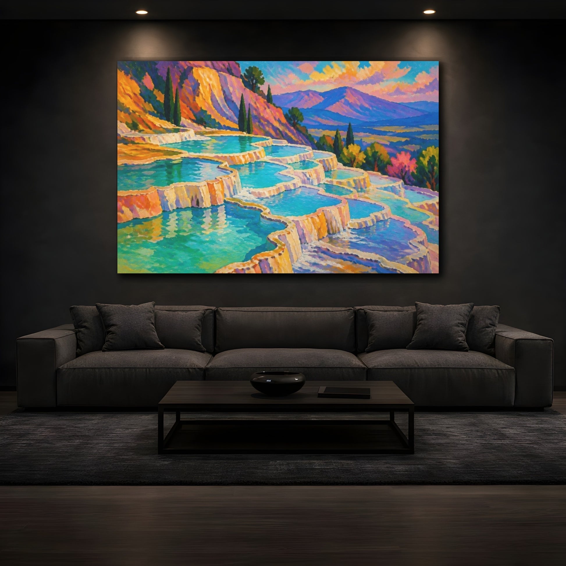 Mockup 3. Nature Travertine Terraces shown as canvas print
