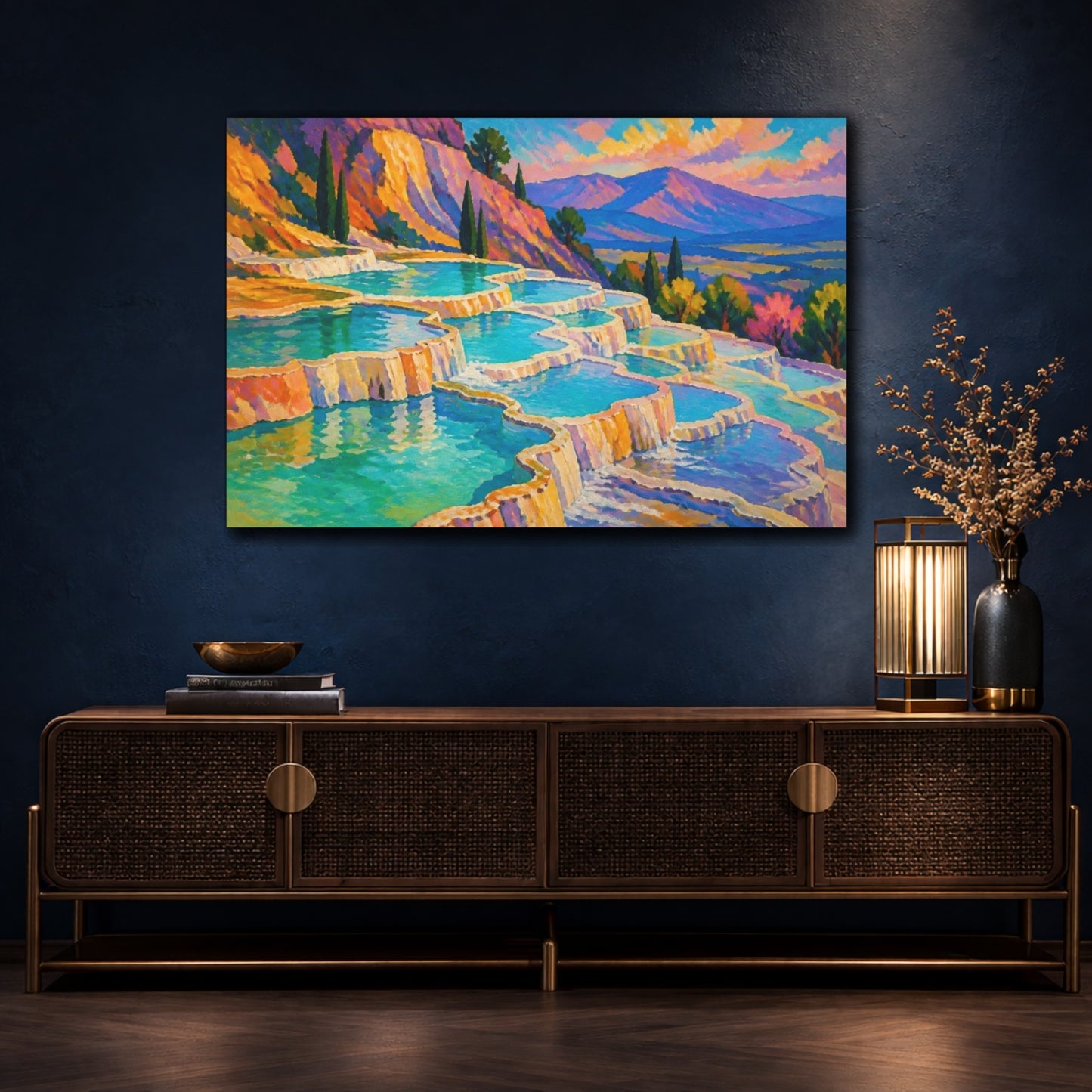 Mockup 4. Nature Travertine Terraces shown as canvas print
