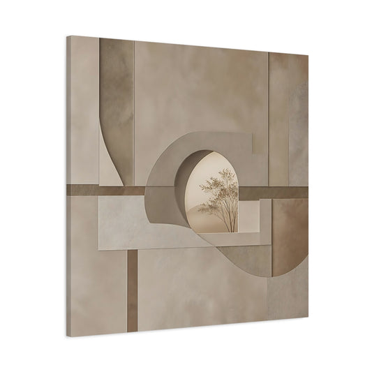 Main Mockup. Nature Tree Brown And Beige shown as stretched canvas wall art