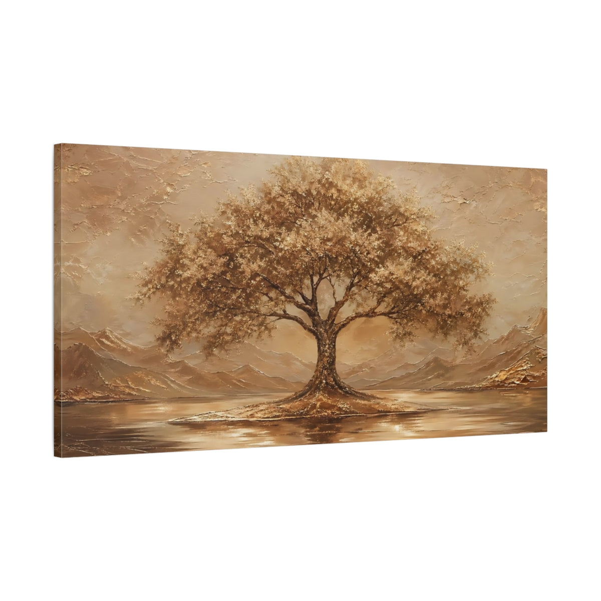 Main Mockup. Nature Tree Golden Brown shown as stretched canvas wall art