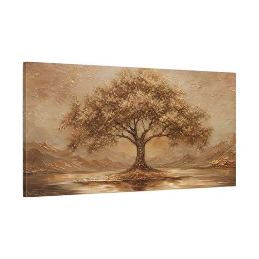 Main Mockup. Nature Tree Golden Brown shown as stretched canvas wall art