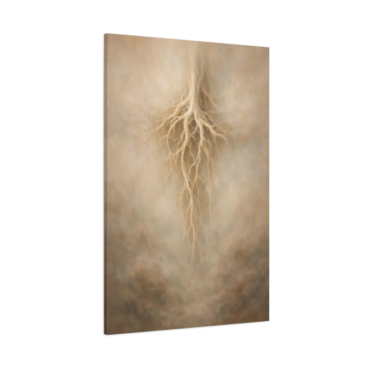 Main Mockup. Nature Tree Roots Beige Root Art shown as stretched canvas wall art