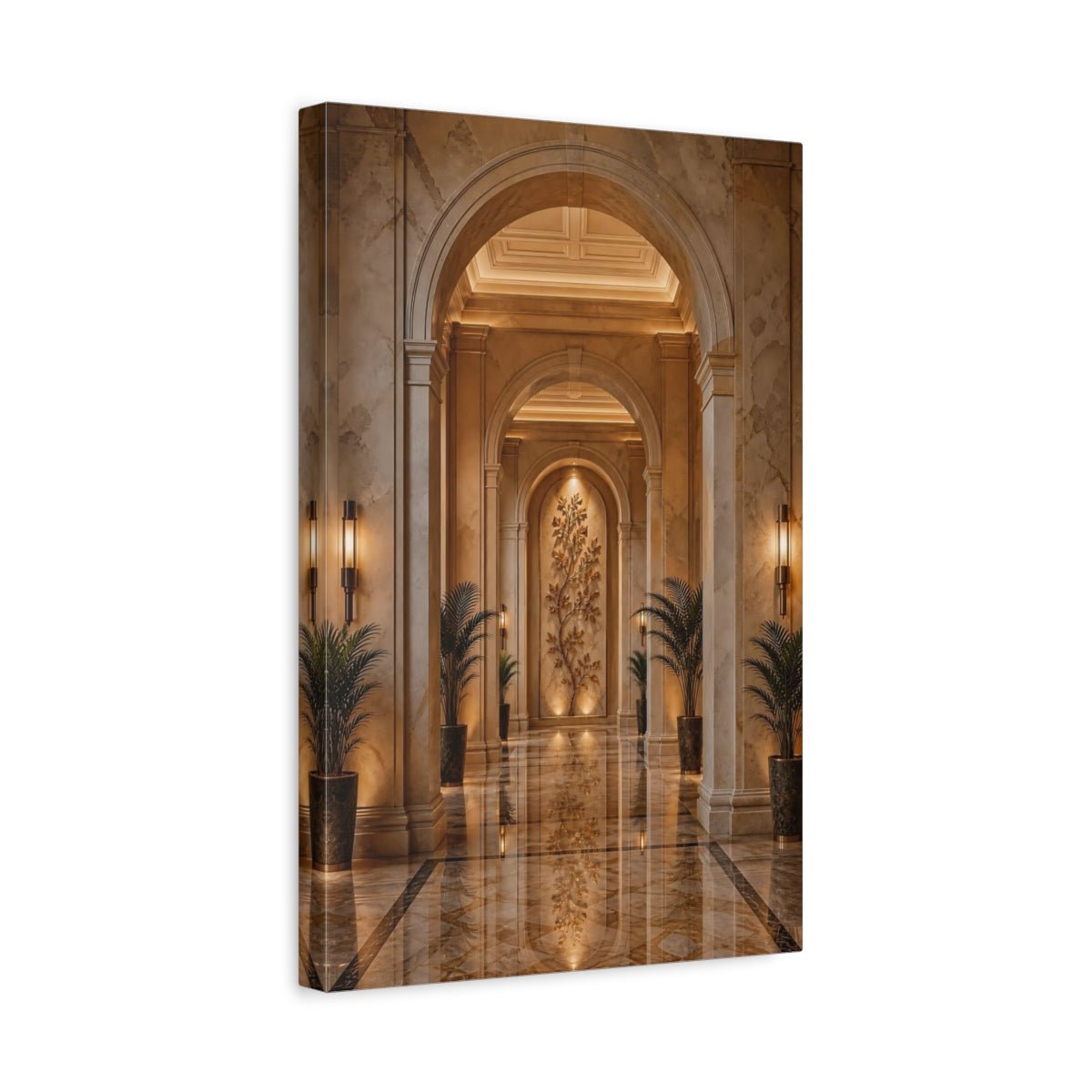 Nature Tree Sculpture Brown And Gold Canvas Print – Living Room, Above Couch - YesArtYes