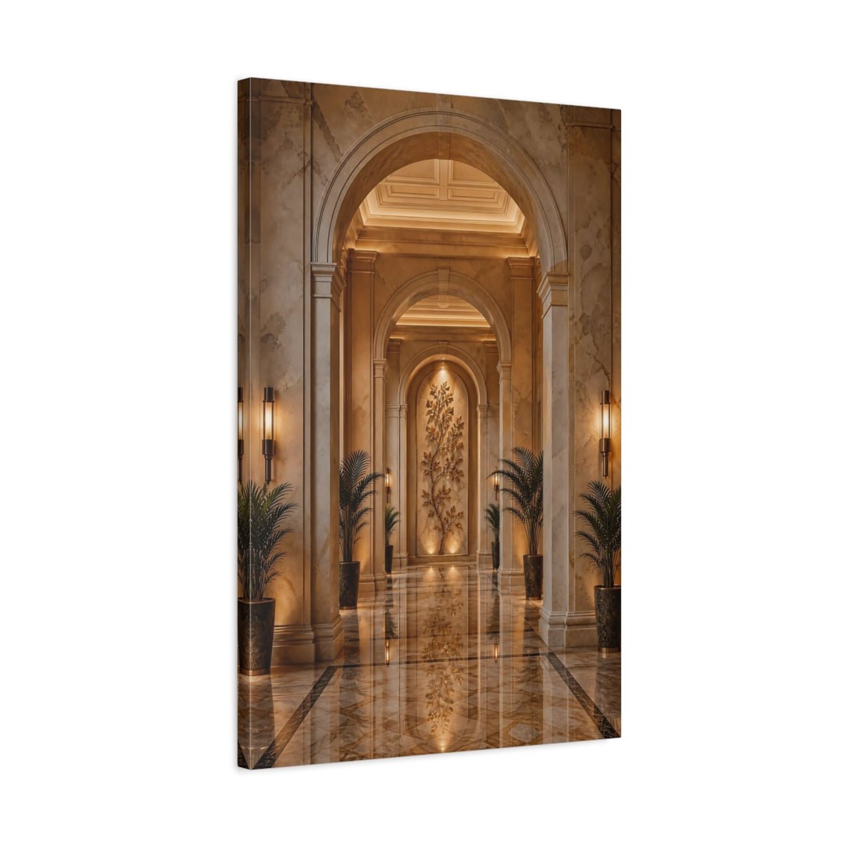 Nature Tree Sculpture Brown And Gold Canvas Print – Living Room, Above Couch - YesArtYes