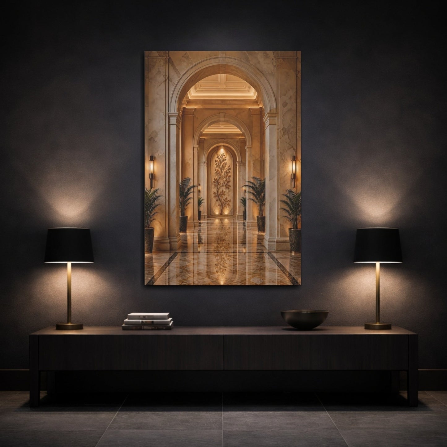Nature Tree Sculpture Brown And Gold Canvas Print – Living Room, Above Couch - YesArtYes
