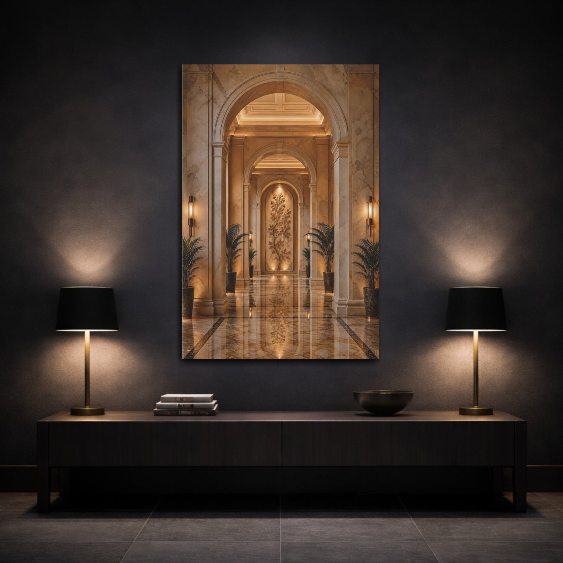 Nature Tree Sculpture Brown And Gold Canvas Print – Living Room, Above Couch - YesArtYes
