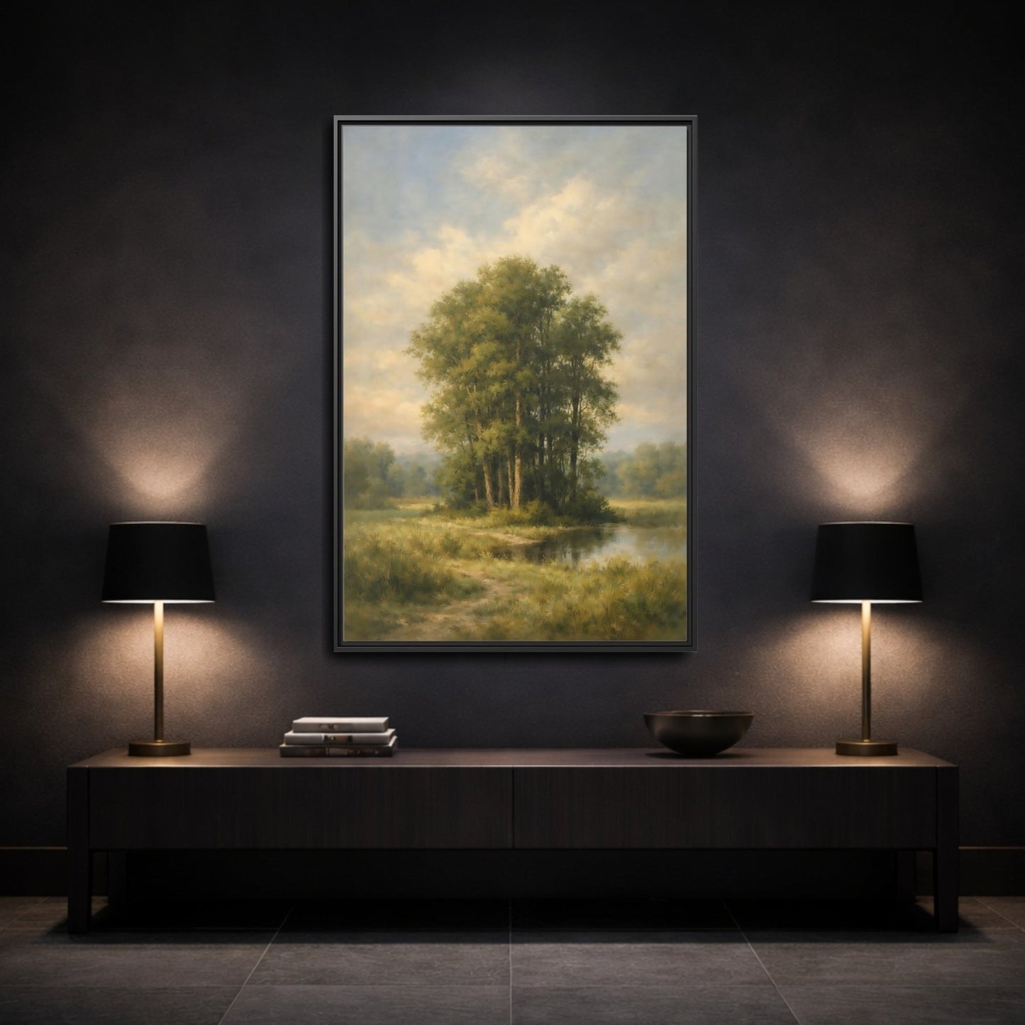 Nature Trees Green Landscape - Framed Canvas Wall Art Print - YesArtYes