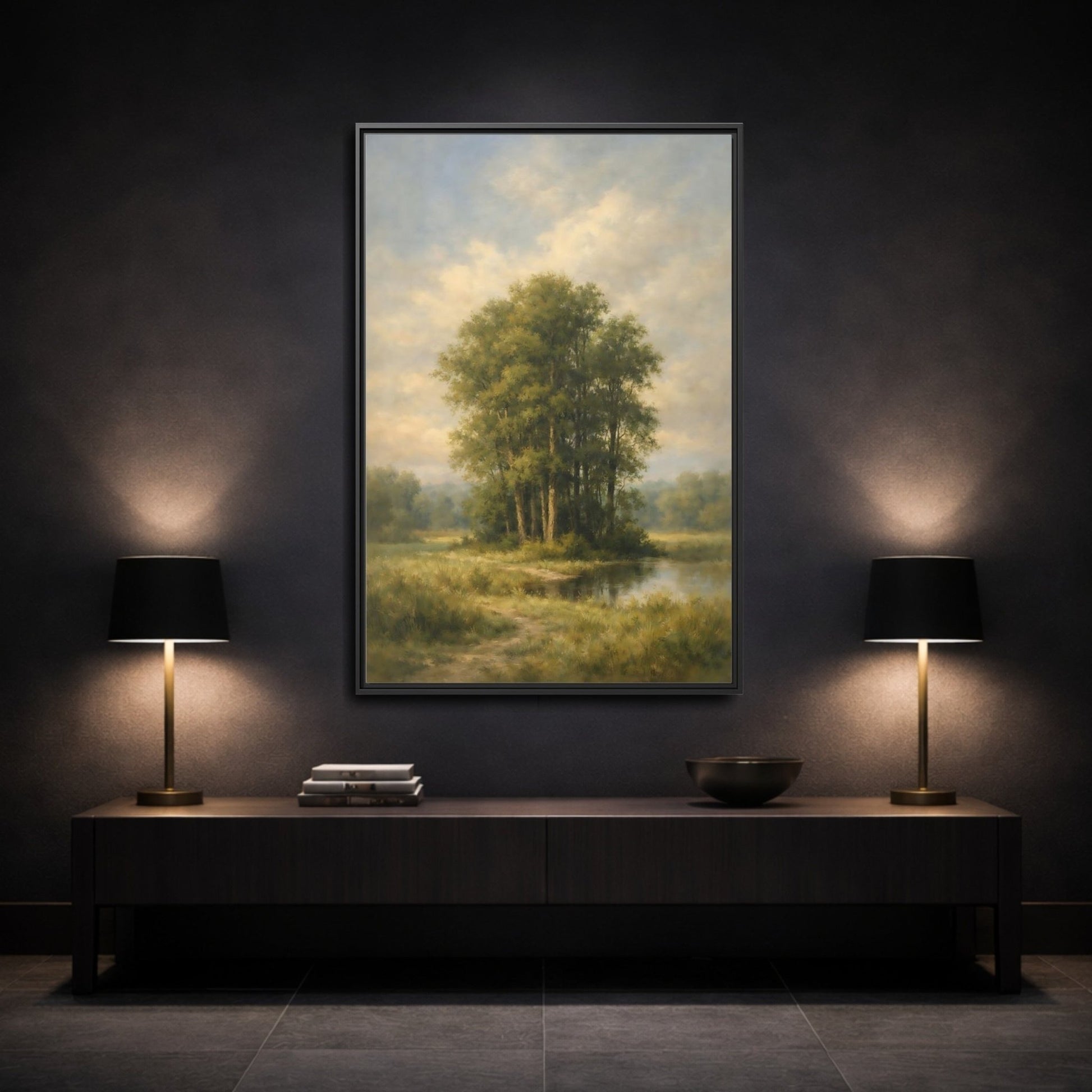 Nature Trees Green Landscape - Framed Canvas Wall Art Print - YesArtYes
