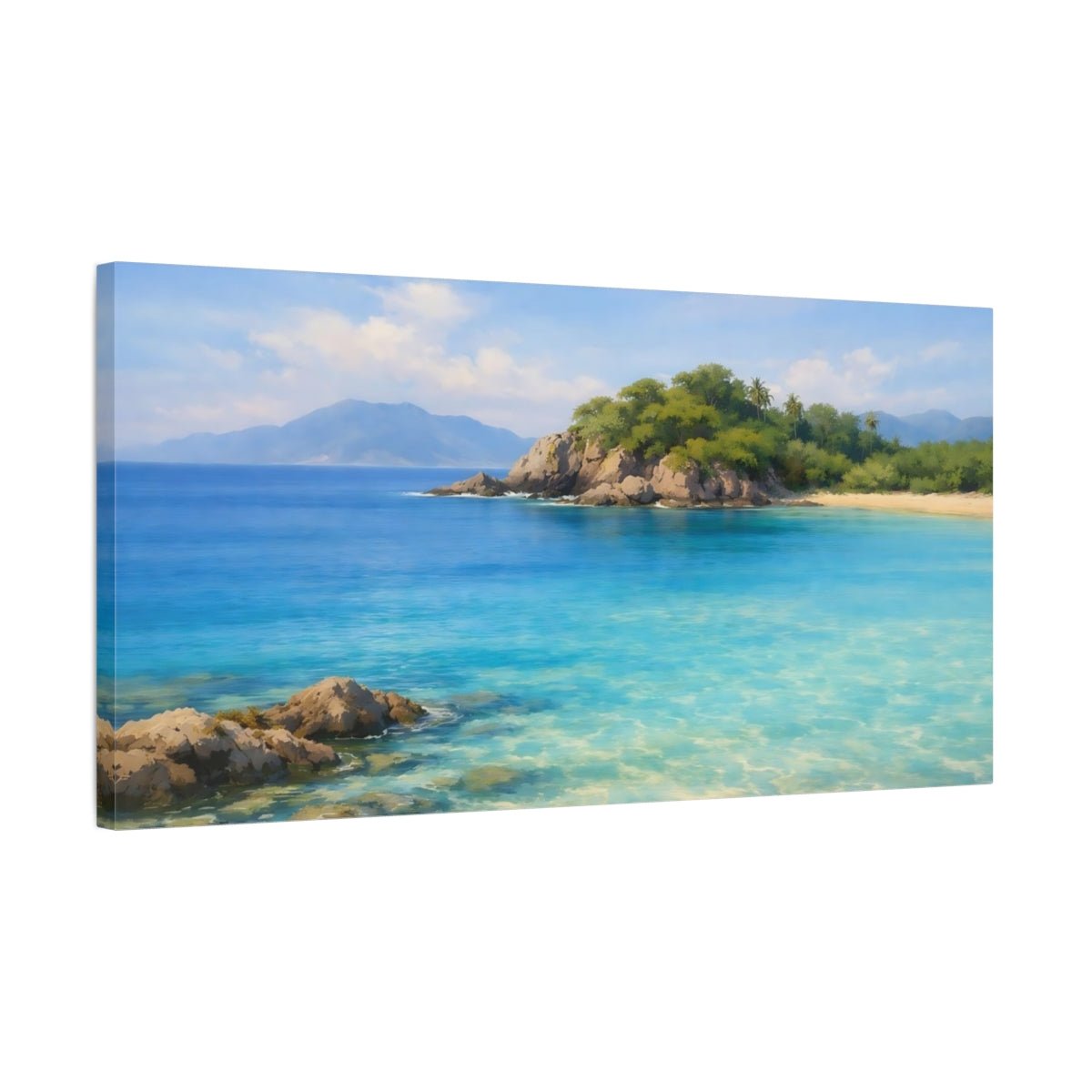 Nature Tropical Beach Blue - Canvas Wall Art Print - YesArtYes