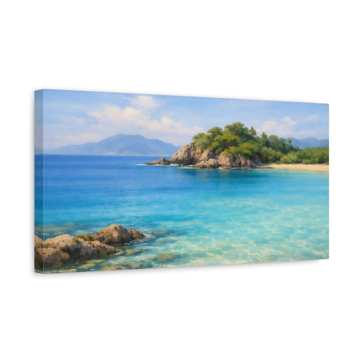 Nature Tropical Beach Blue - Canvas Wall Art Print - YesArtYes