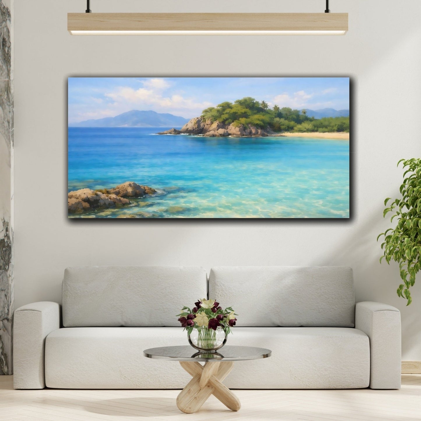 Nature Tropical Beach Blue - Canvas Wall Art Print - YesArtYes