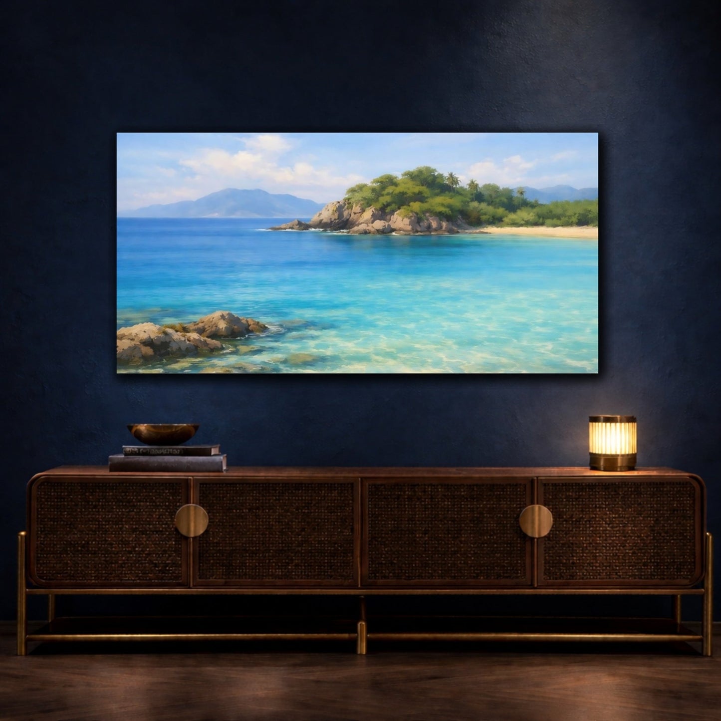 Nature Tropical Beach Blue - Canvas Wall Art Print - YesArtYes