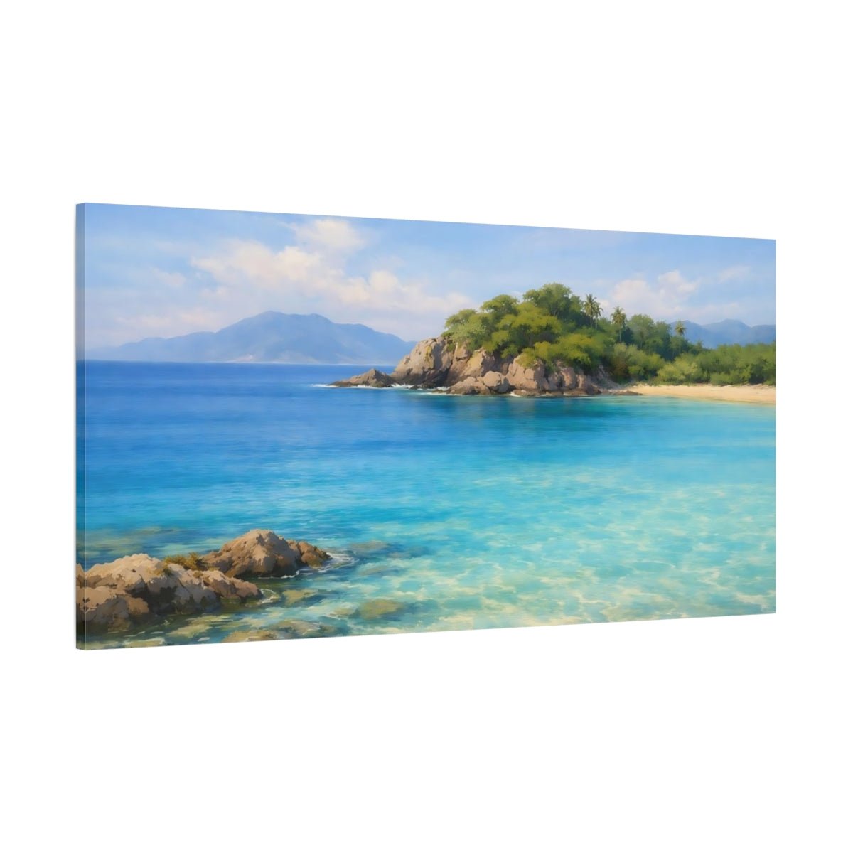 Nature Tropical Beach Blue - Canvas Wall Art Print - YesArtYes