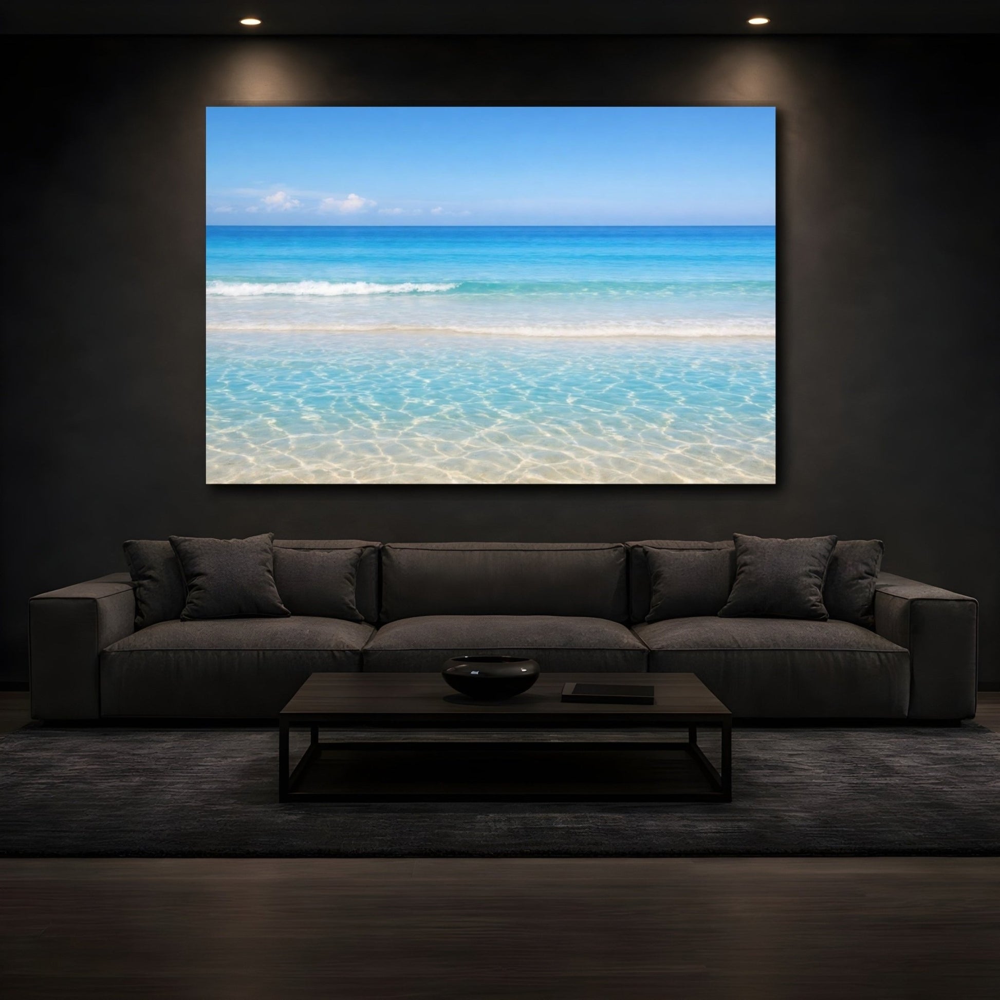 Nature Tropical Beach Blue Ocean - Canvas Wall Art Print - YesArtYes