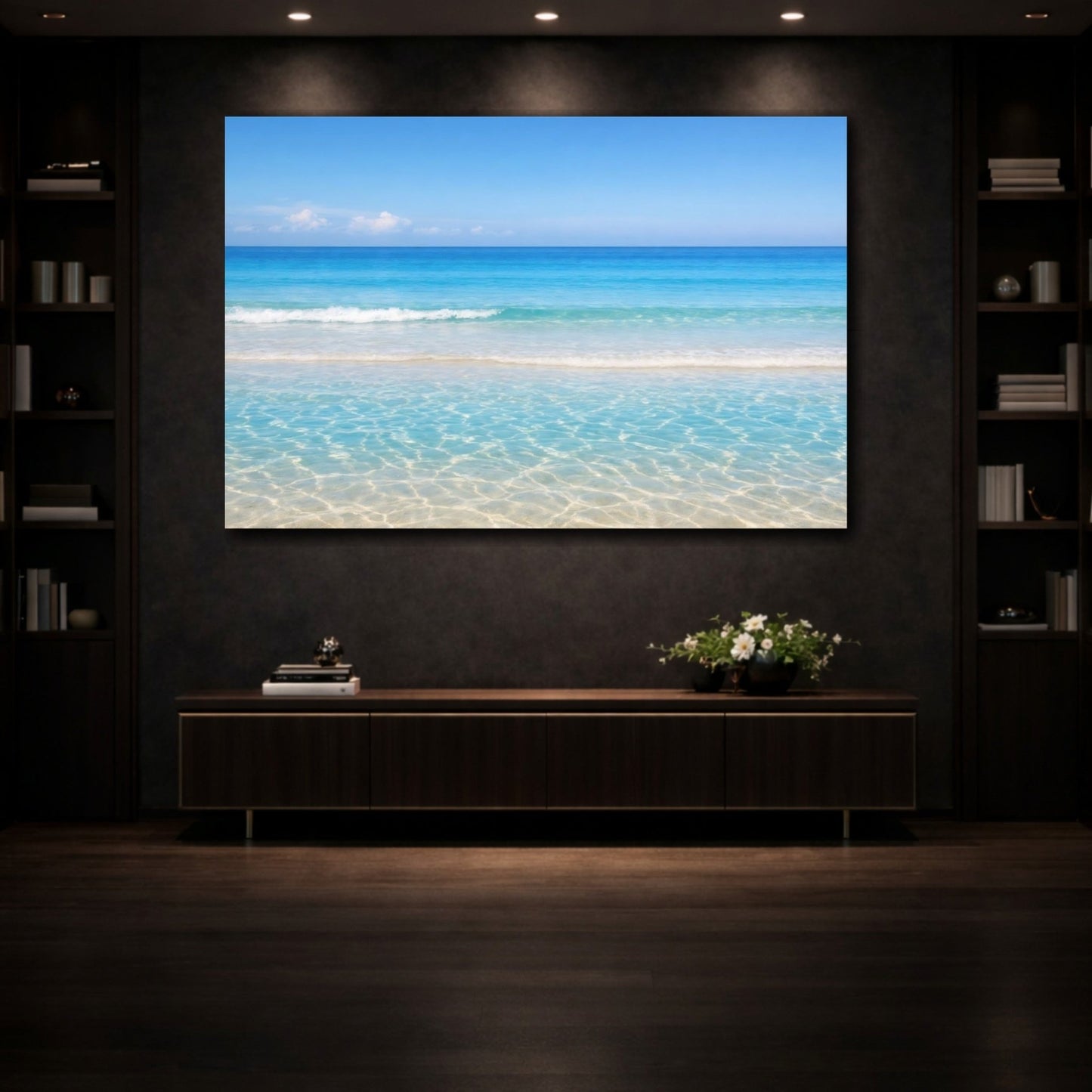 Nature Tropical Beach Blue Ocean - Canvas Wall Art Print - YesArtYes