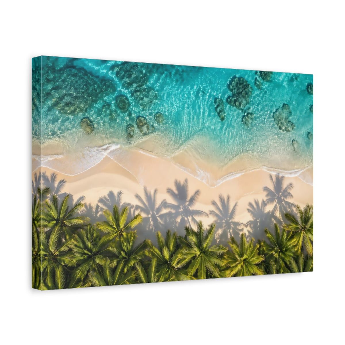 Side Mockup 4. Nature Tropical Beach Tropical Beach shown as stretched canvas wall art