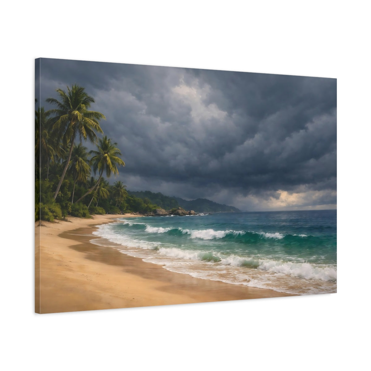 Main Mockup. Nature Tropical Beach Tropical Beach shown as stretched canvas wall art