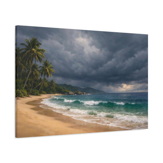 Main Mockup. Nature Tropical Beach Tropical Beach shown as stretched canvas wall art