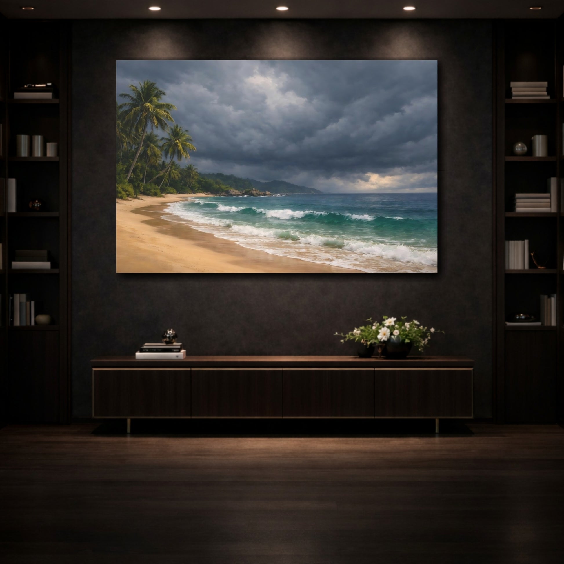 Mockup 3. Nature Tropical Beach Tropical Beach shown as stretched canvas wall art