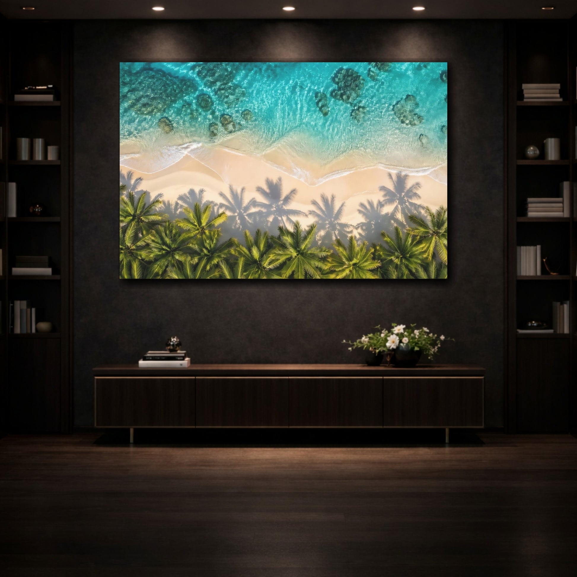Mockup 3. Nature Tropical Beach Tropical Beach shown as stretched canvas wall art