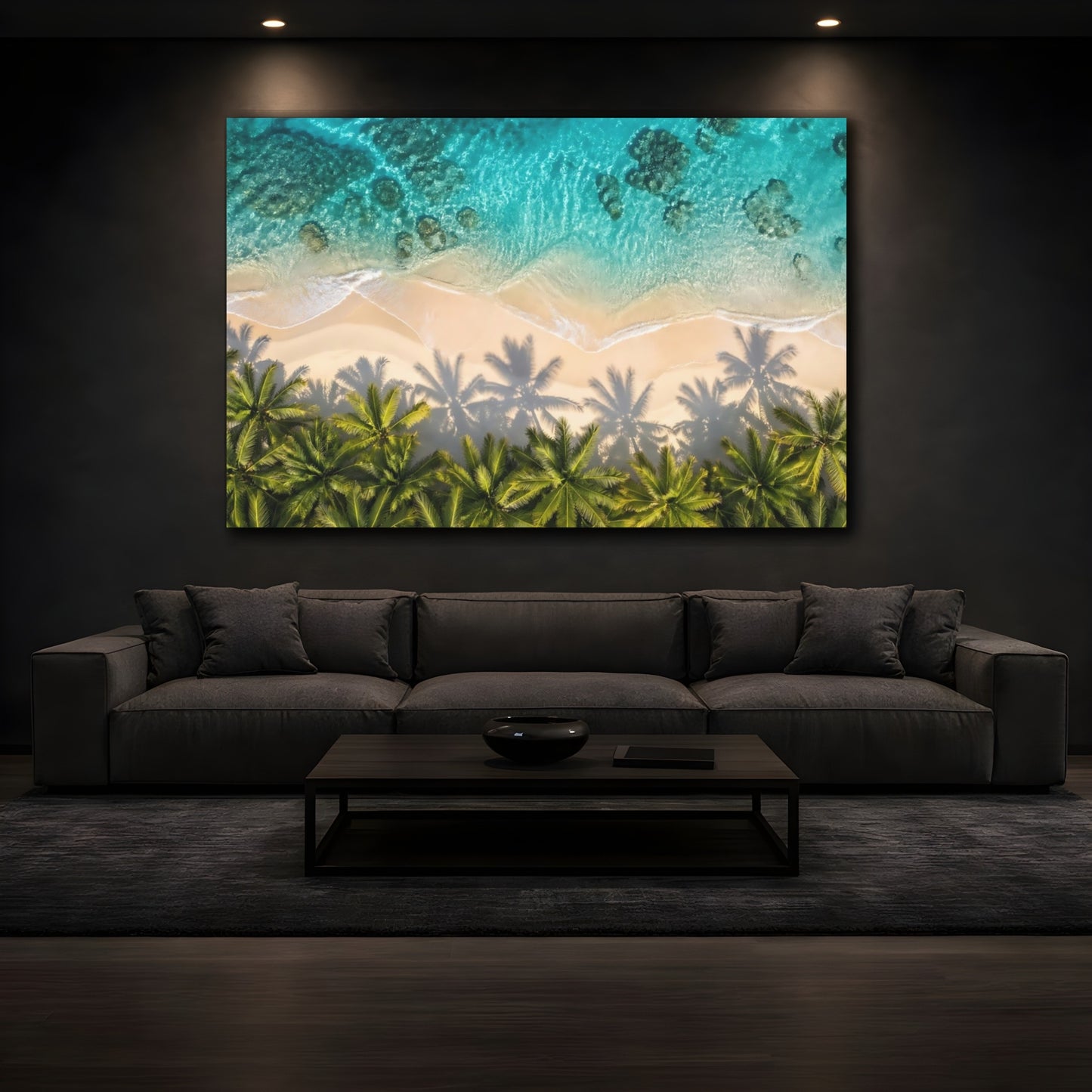 Mockup 4. Nature Tropical Beach Tropical Beach shown as stretched canvas wall art