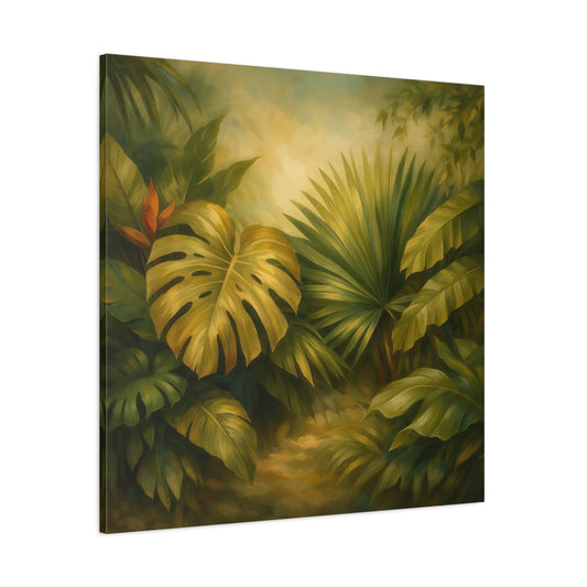 Main Mockup. Nature Tropical Foliage Tropical Jungle Leaves shown as stretched canvas wall art