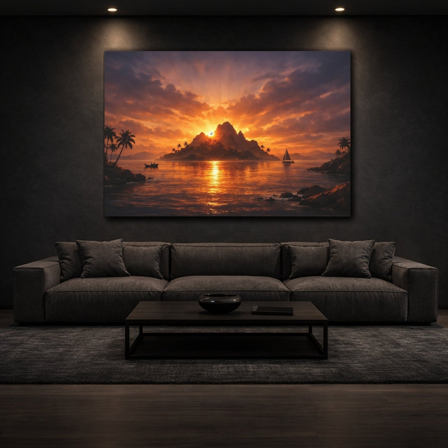 Nature Tropical Island Sunset - Canvas Wall Art Print - YesArtYes