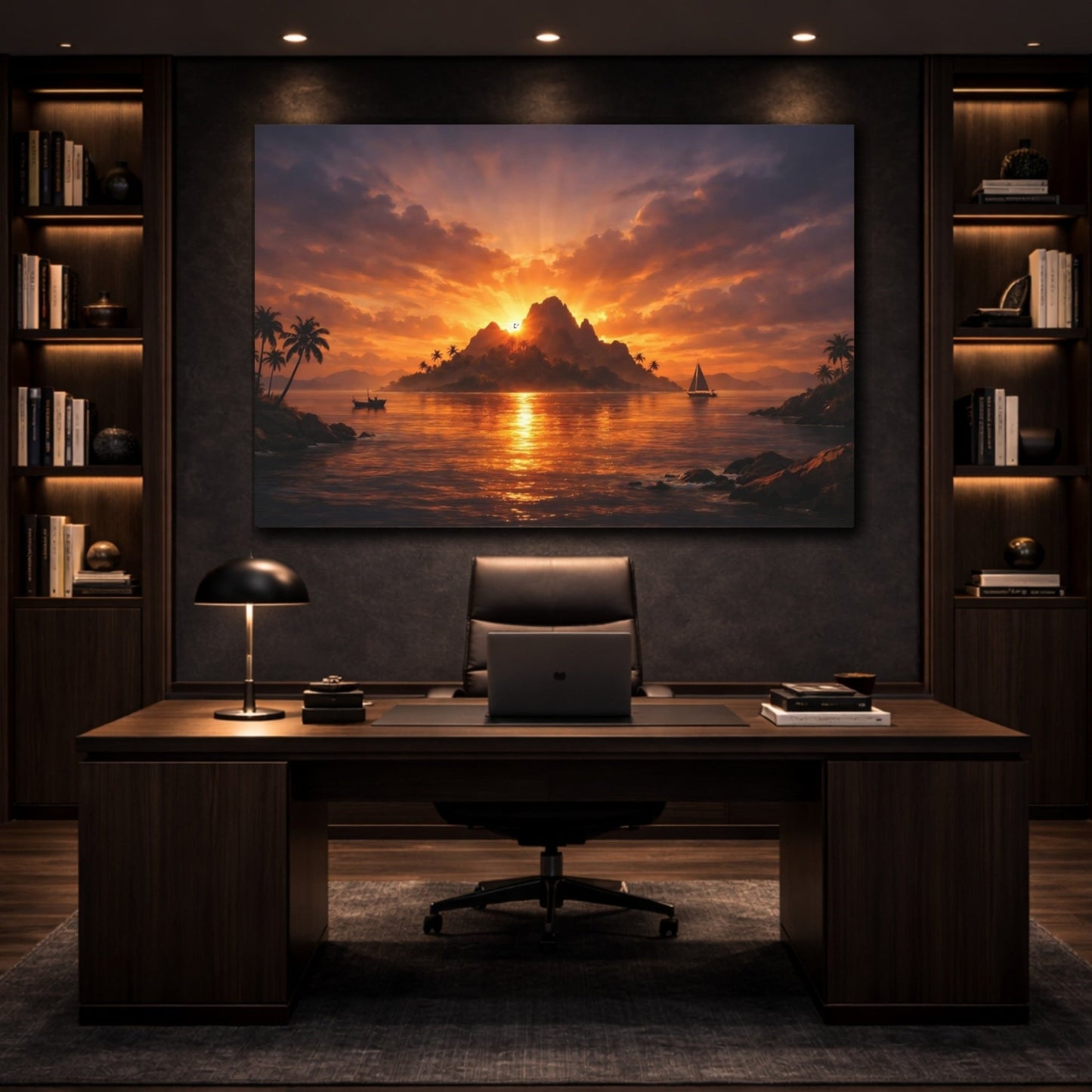 Nature Tropical Island Sunset - Canvas Wall Art Print - YesArtYes