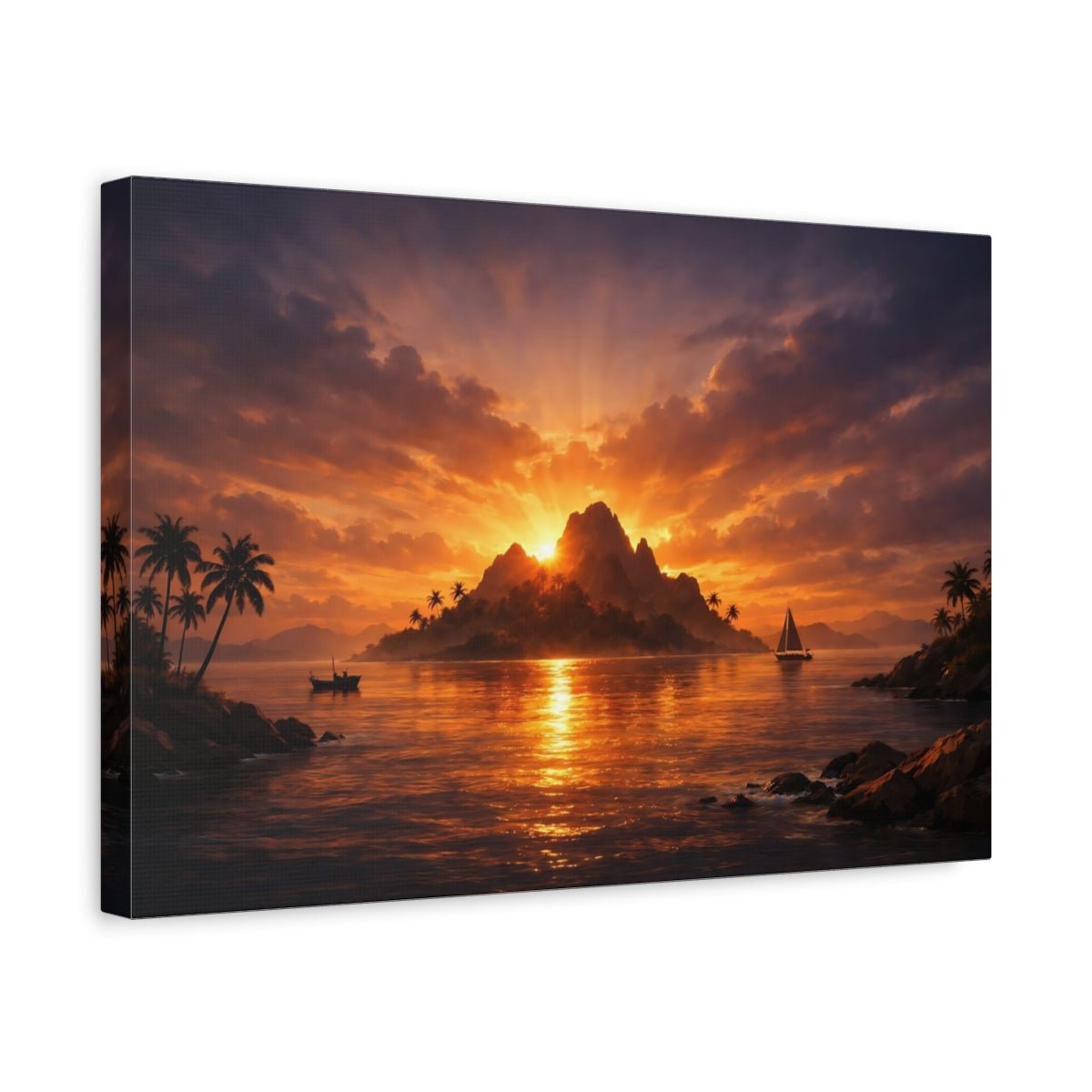 Nature Tropical Island Sunset - Canvas Wall Art Print - YesArtYes