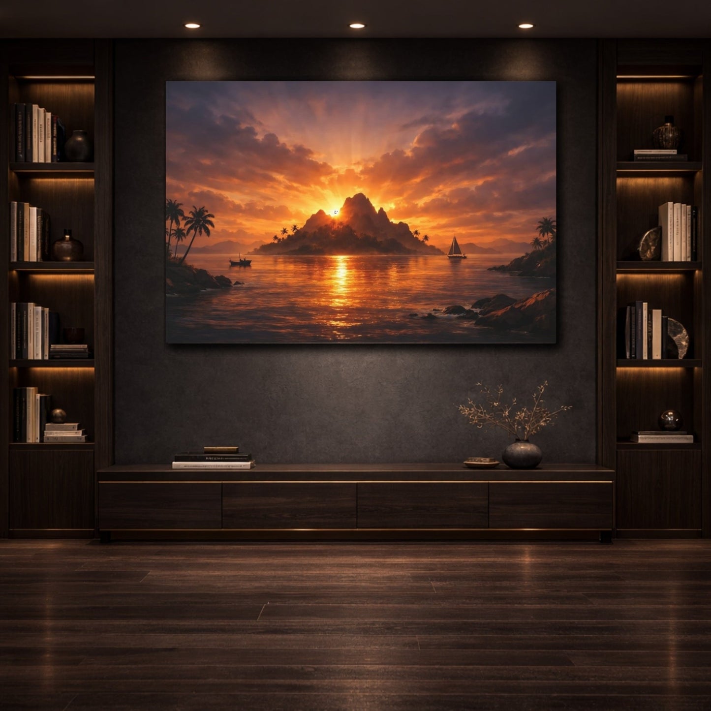 Nature Tropical Island Sunset - Canvas Wall Art Print - YesArtYes