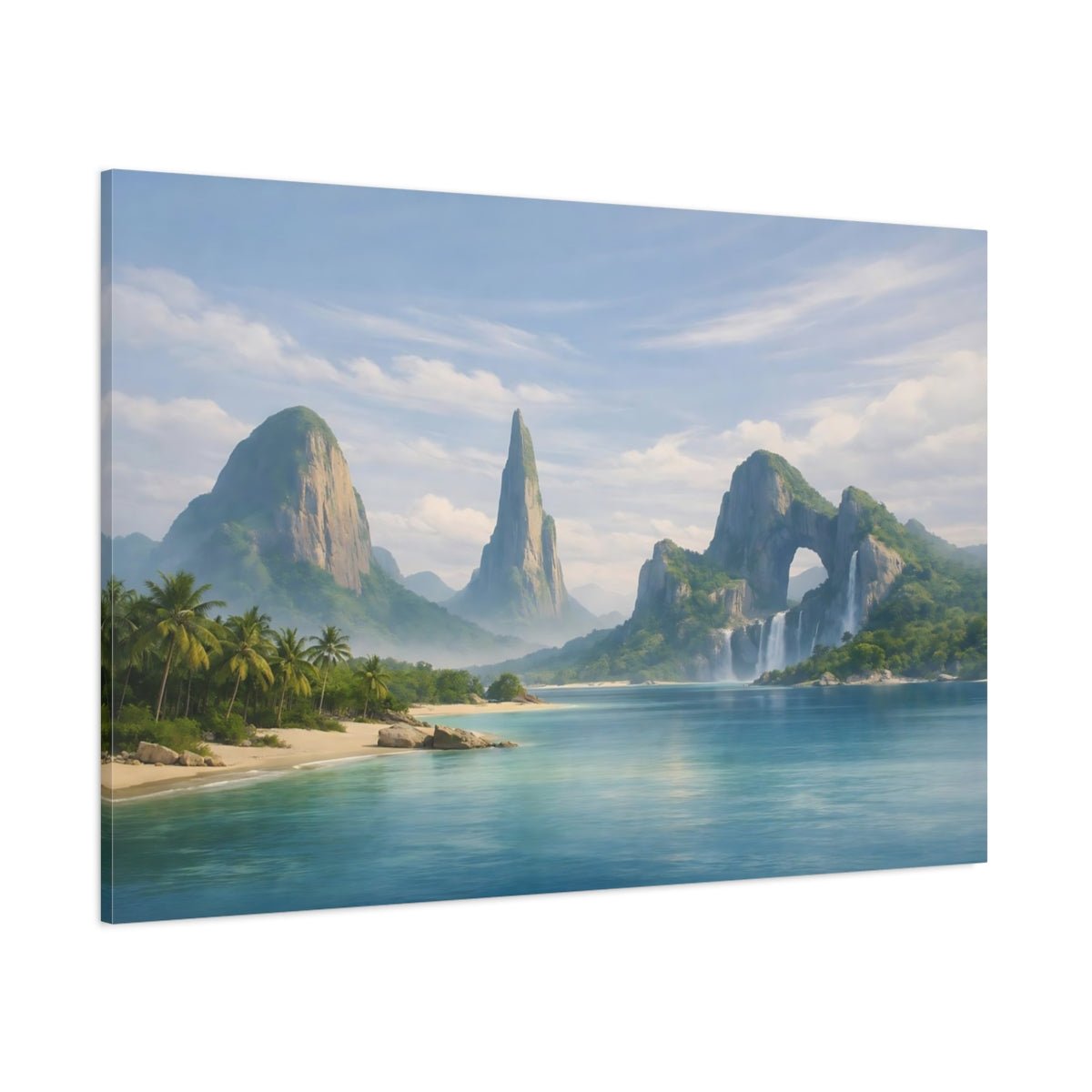 Nature Tropical Mountains Blue Landscape - Canvas Wall Art Print - YesArtYes