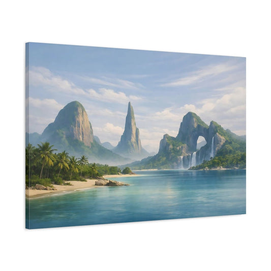 Nature Tropical Mountains Blue Landscape - Canvas Wall Art Print - YesArtYes