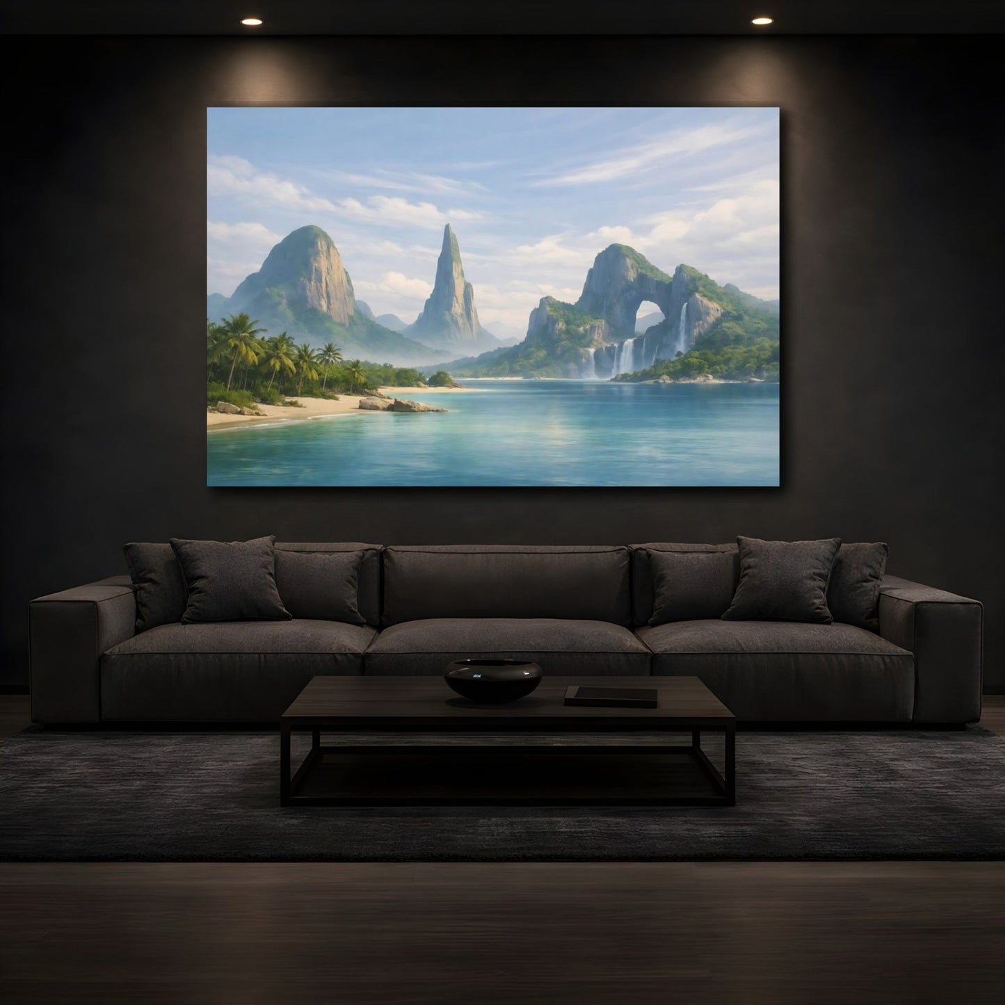 Nature Tropical Mountains Blue Landscape - Canvas Wall Art Print - YesArtYes