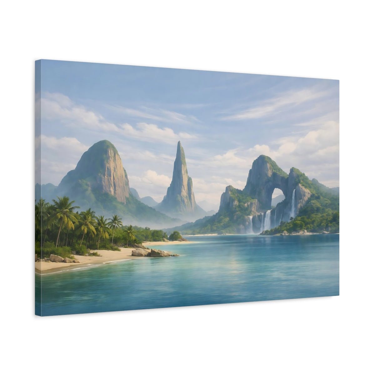 Nature Tropical Mountains Blue Landscape - Canvas Wall Art Print - YesArtYes
