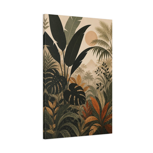 Main Mockup. Nature Tropical Plants Tropical Jungle Green shown as stretched canvas wall art