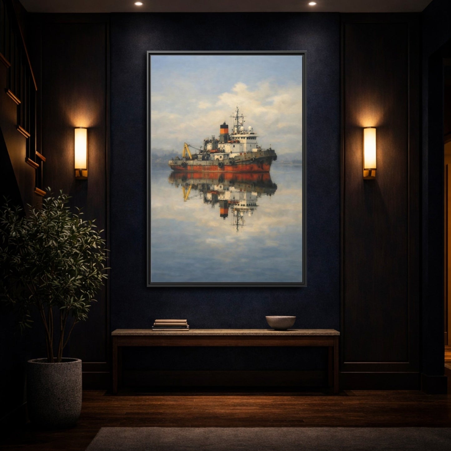 Nature Tugboat Red - Framed Canvas Wall Art Print - YesArtYes