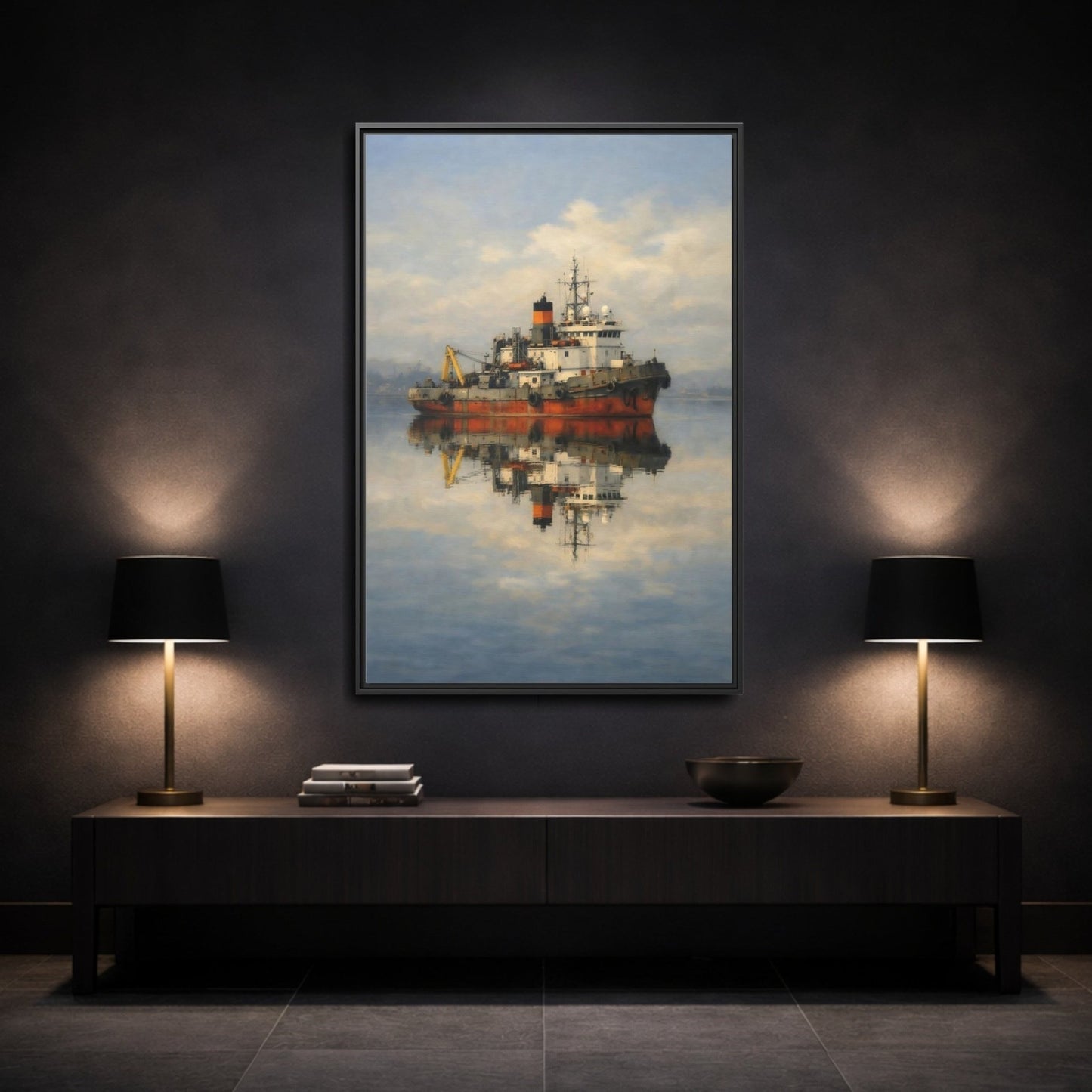Nature Tugboat Red - Framed Canvas Wall Art Print - YesArtYes