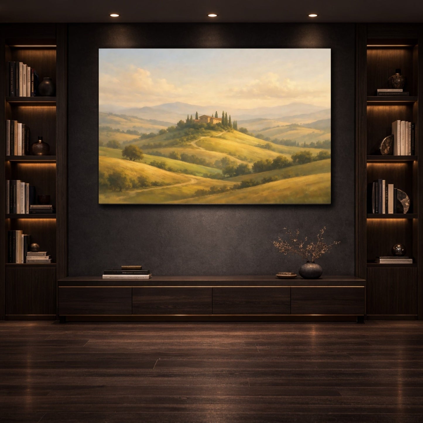 Nature Tuscan Farmhouse Landscape - Canvas Wall Art Print - YesArtYes