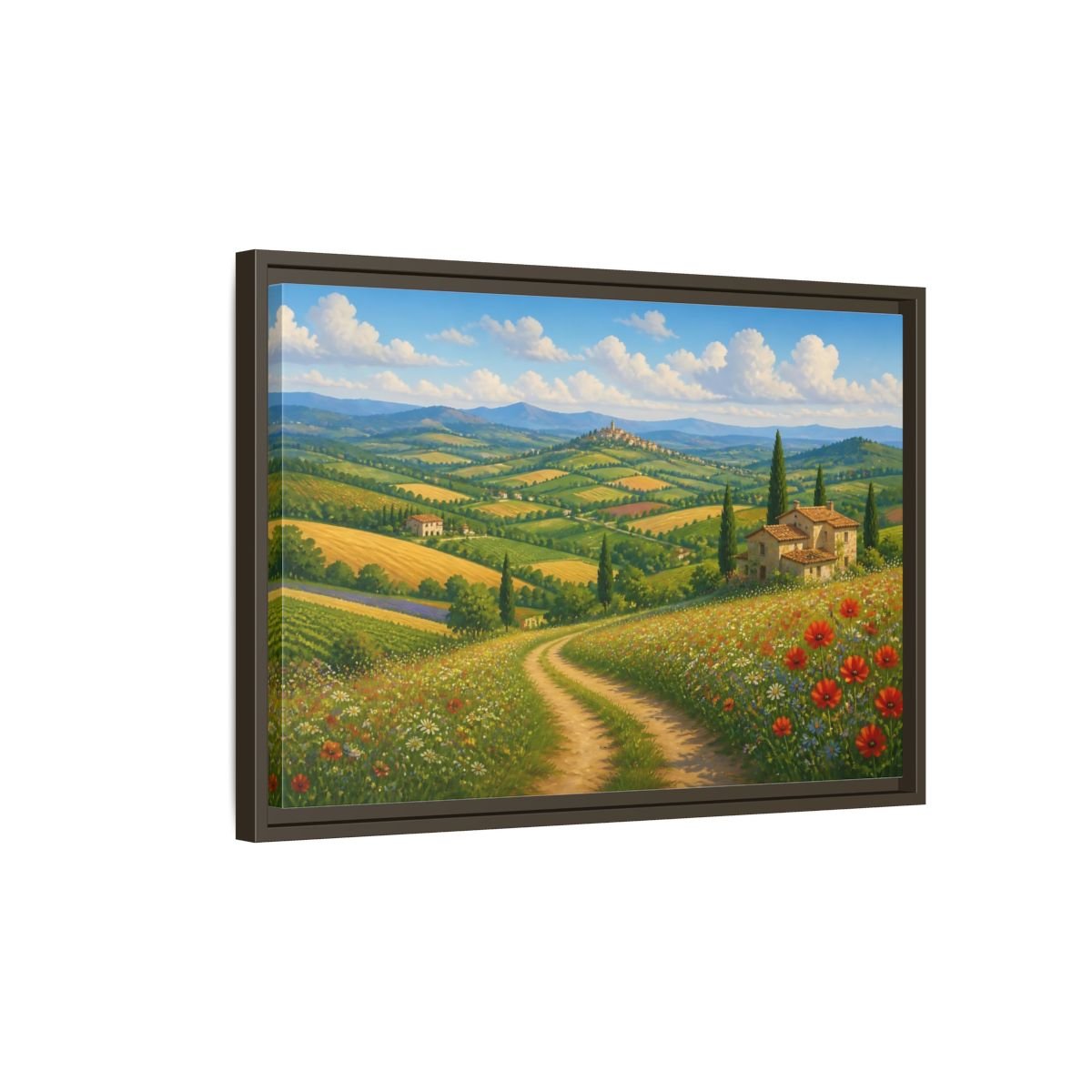 Nature Tuscan Landscape Framed Canvas Wall Art Print – Impressionistic Living Room, Above Sofa - YesArtYes