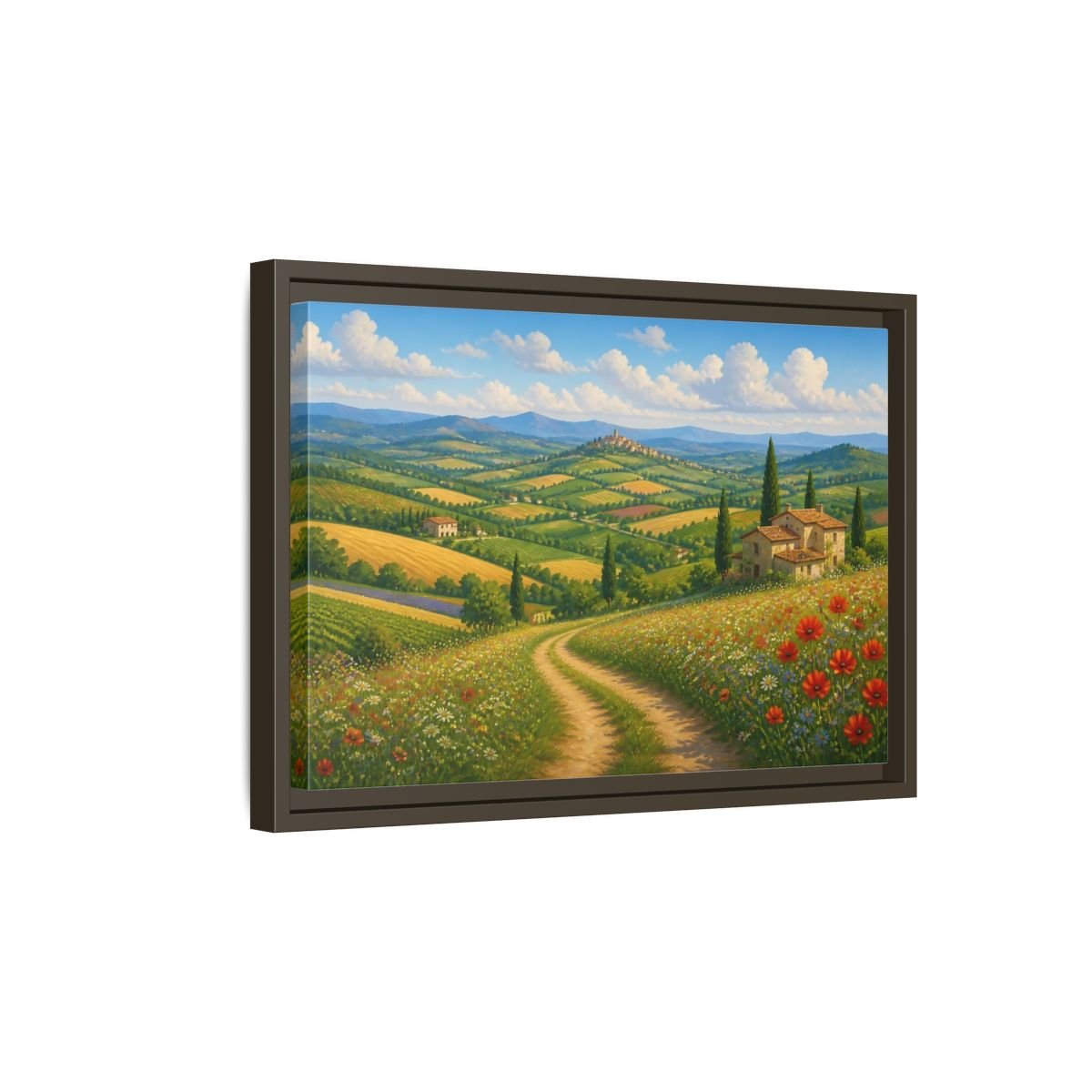 Nature Tuscan Landscape Framed Canvas Wall Art Print – Impressionistic Living Room, Above Sofa - YesArtYes