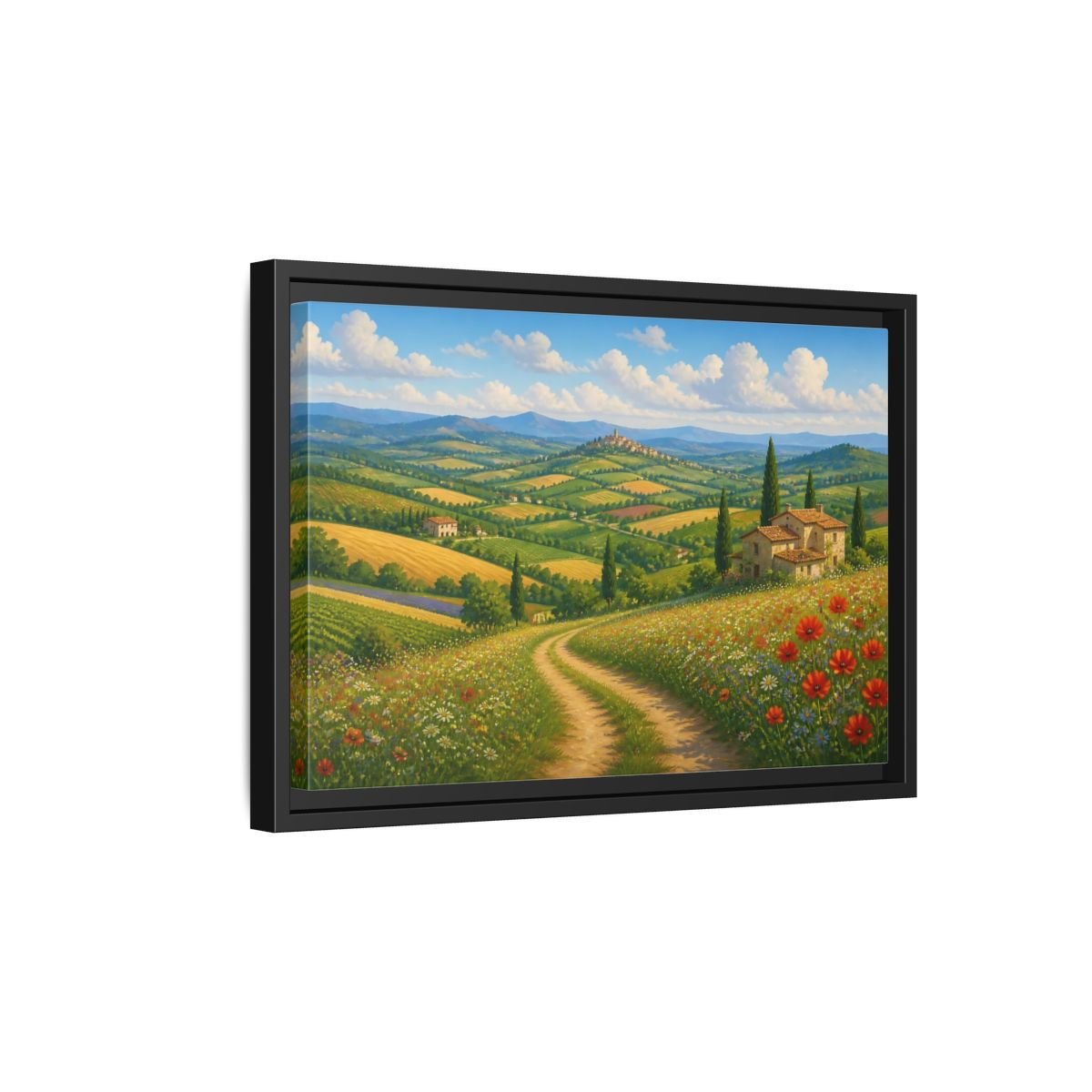 Nature Tuscan Landscape Framed Canvas Wall Art Print – Impressionistic Living Room, Above Sofa - YesArtYes