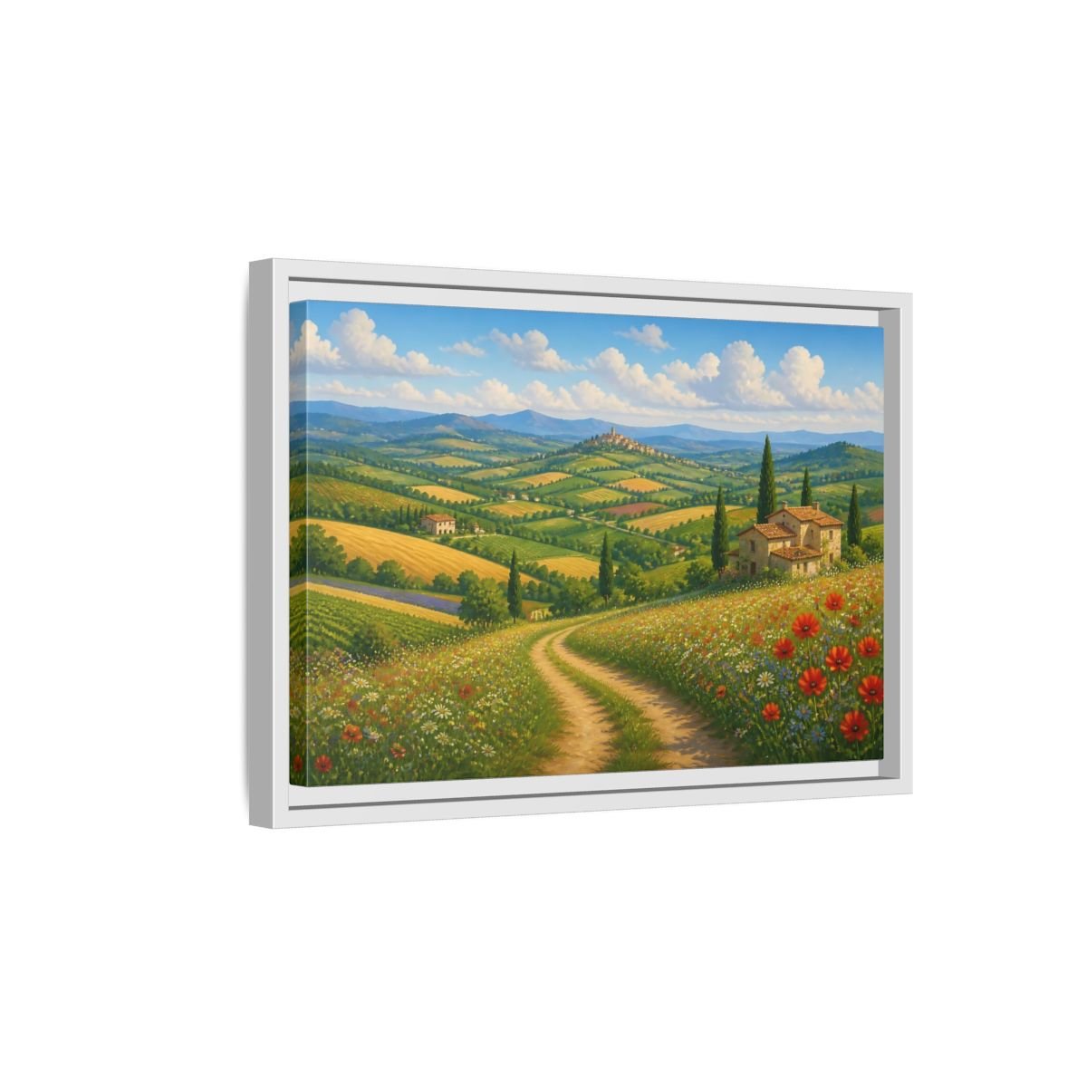 Nature Tuscan Landscape Framed Canvas Wall Art Print – Impressionistic Living Room, Above Sofa - YesArtYes