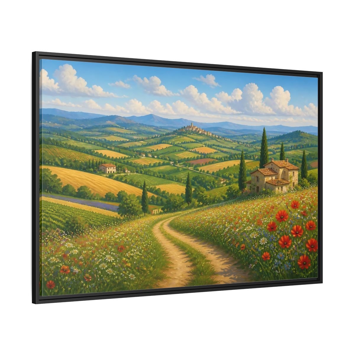 Nature Tuscan Landscape Framed Canvas Wall Art Print – Impressionistic Living Room, Above Sofa - YesArtYes
