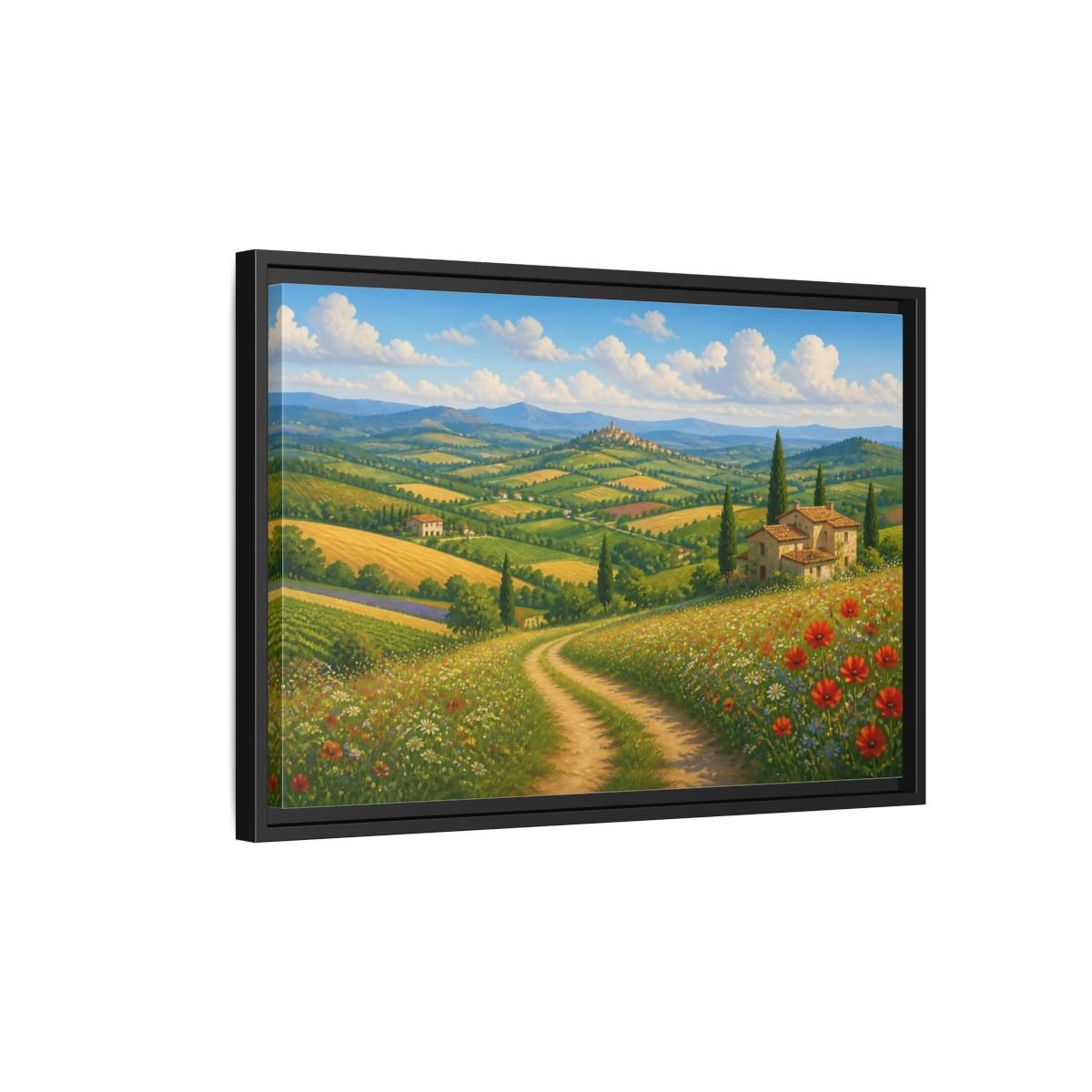 Nature Tuscan Landscape Framed Canvas Wall Art Print – Impressionistic Living Room, Above Sofa - YesArtYes