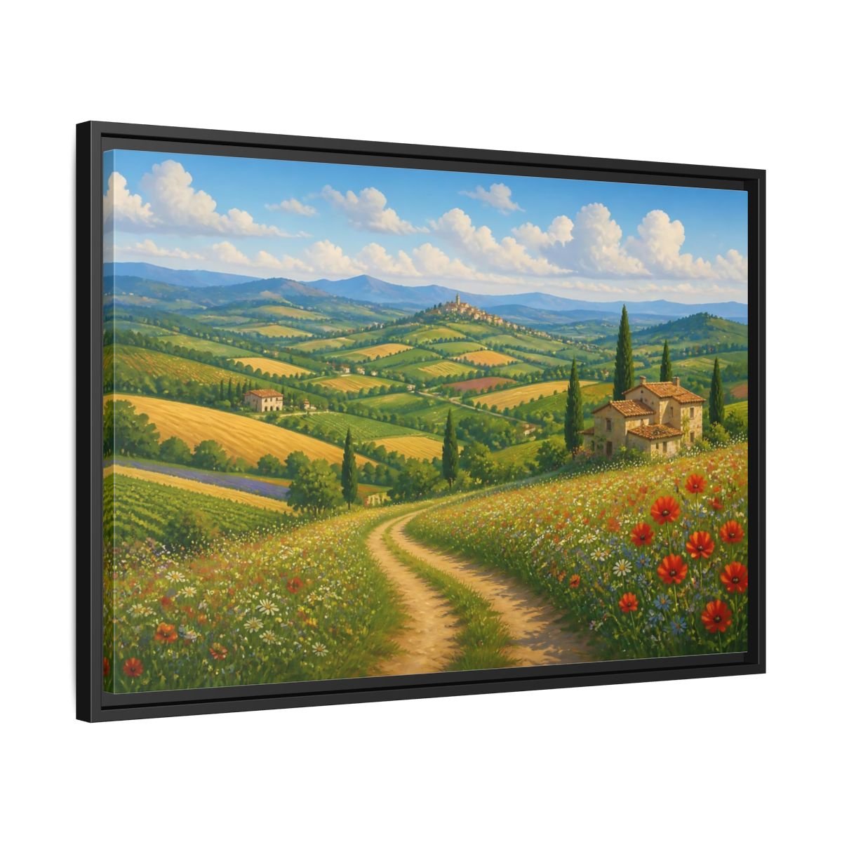 Nature Tuscan Landscape Framed Canvas Wall Art Print – Impressionistic Living Room, Above Sofa - YesArtYes