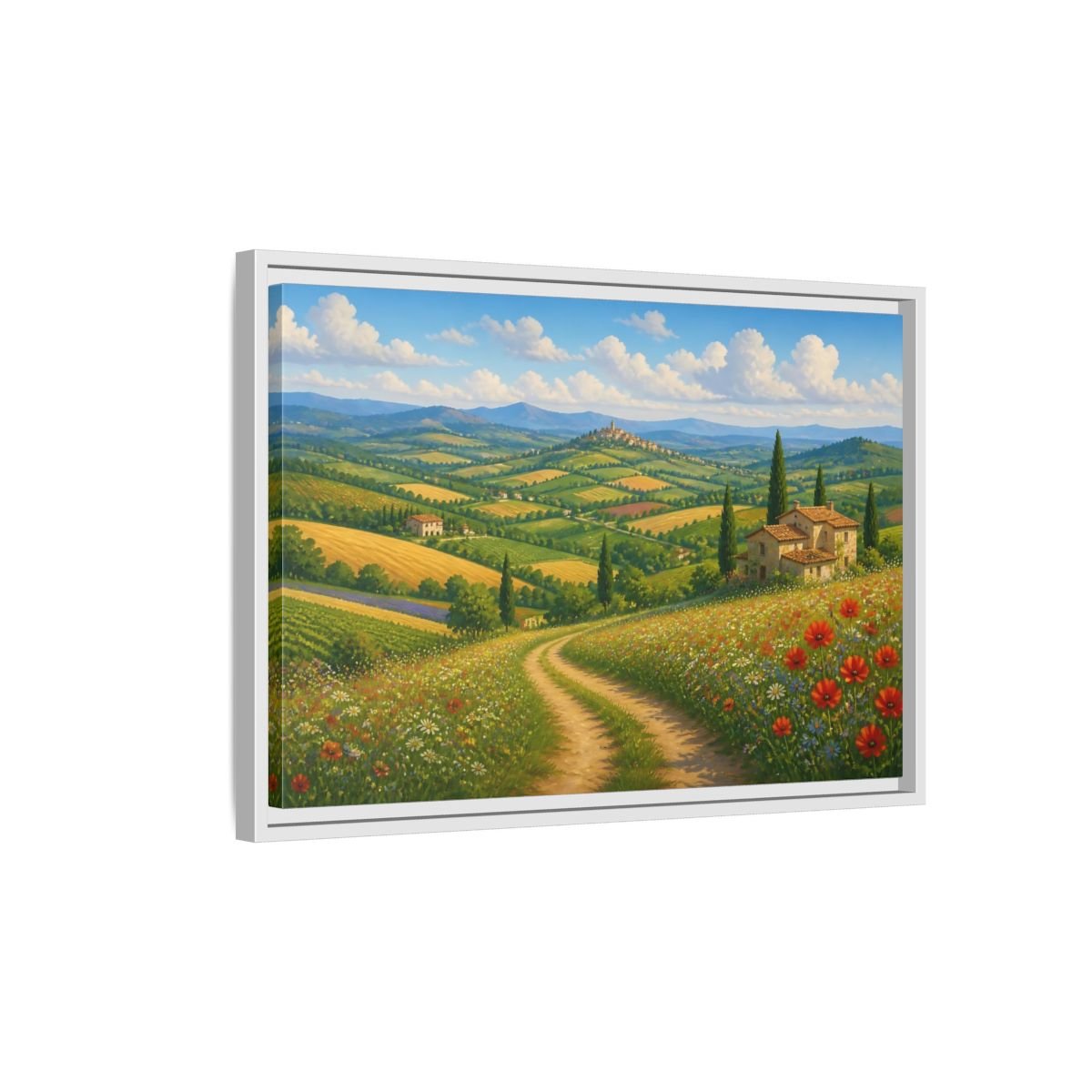 Nature Tuscan Landscape Framed Canvas Wall Art Print – Impressionistic Living Room, Above Sofa - YesArtYes