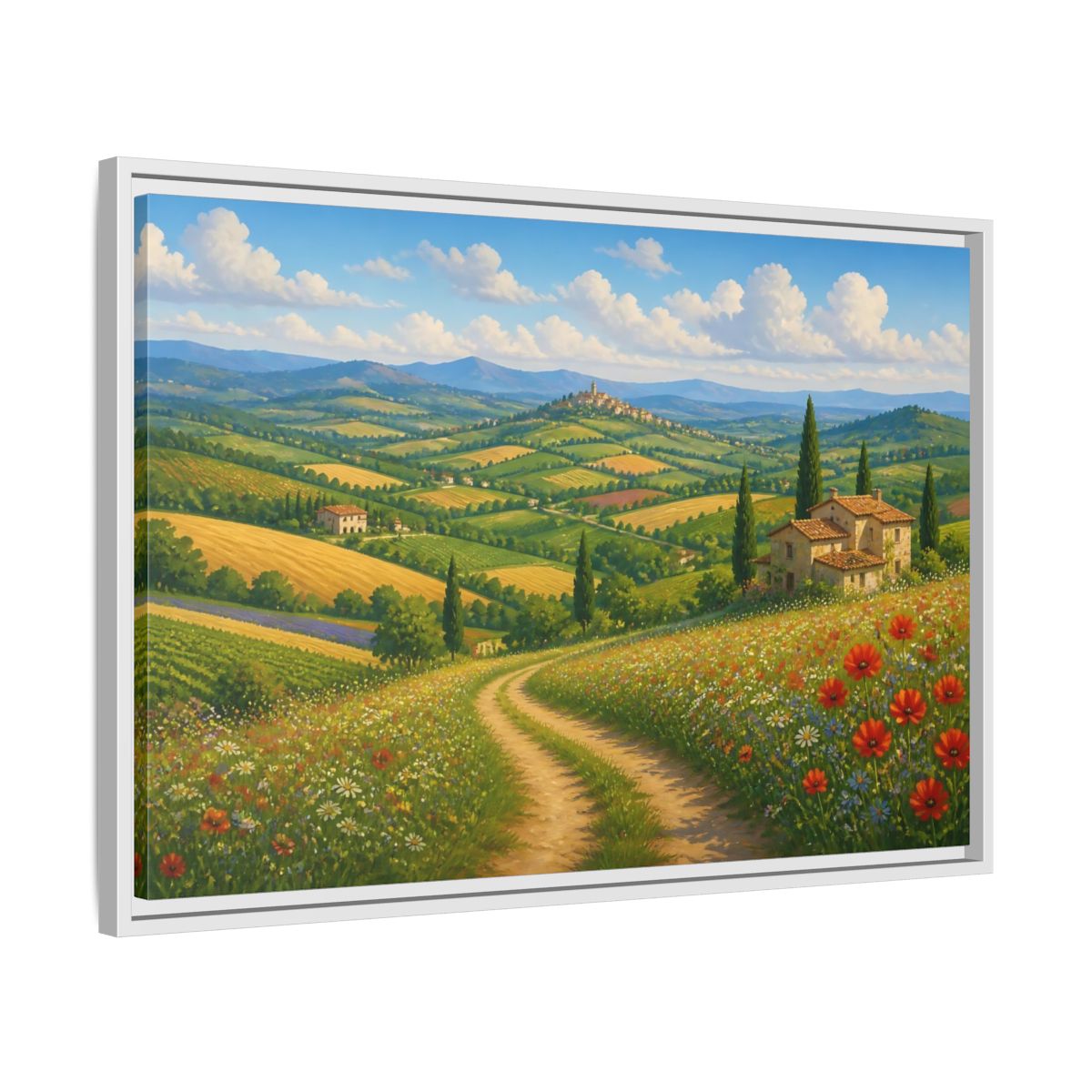 Side Mockup 10. Nature Tuscan Landscape Tuscan Landscape shown as stretched canvas wall art